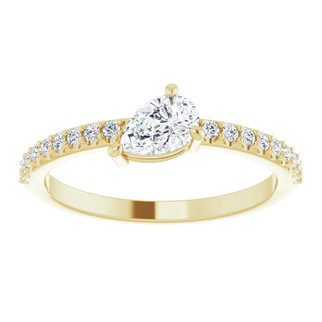 14K Gold Natural White Sapphire & Diamond Ring