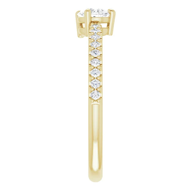 14K Gold Natural White Sapphire & Diamond Ring