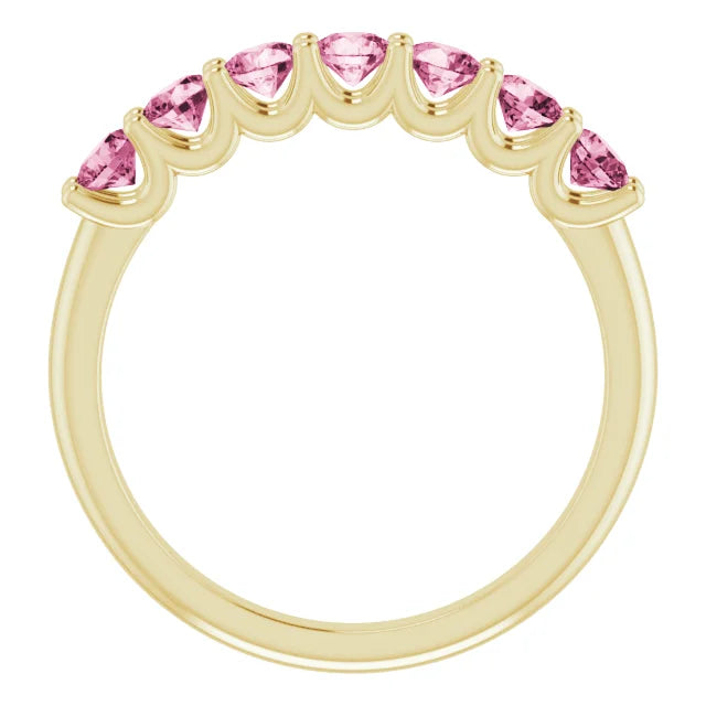14K Gold Natural Pink Tourmaline Anniversary Ring