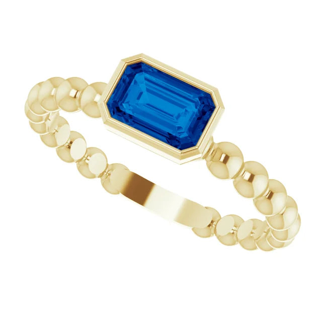 14K Gold Natural Blue Sapphire Family Stackable Ring