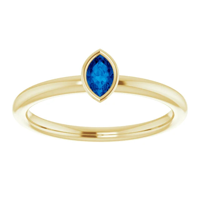 14K Gold Natural Blue Sapphire Stackable Ring