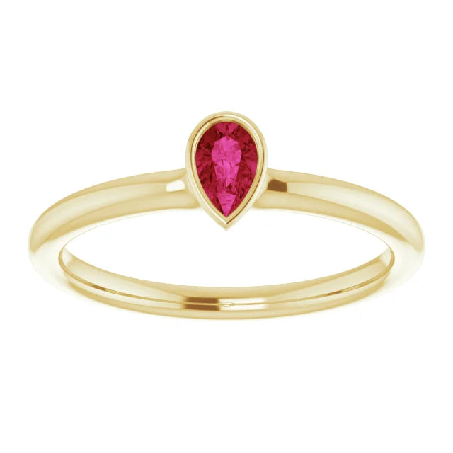 14K Gold Natural Ruby Stackable Ring