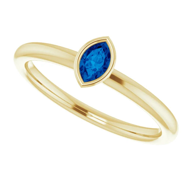 14K Gold Natural Blue Sapphire Stackable Ring