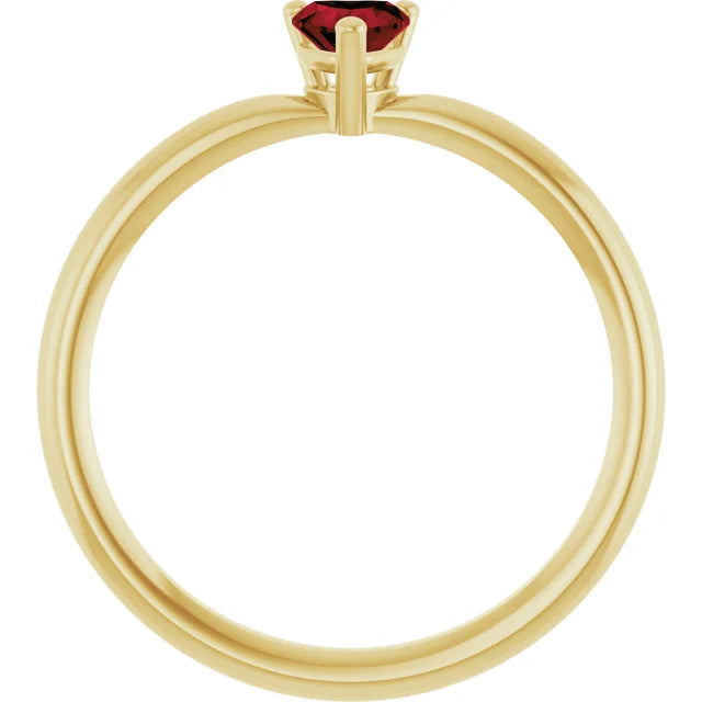 14K Gold Natural Mozambique Garnet Heart Ring