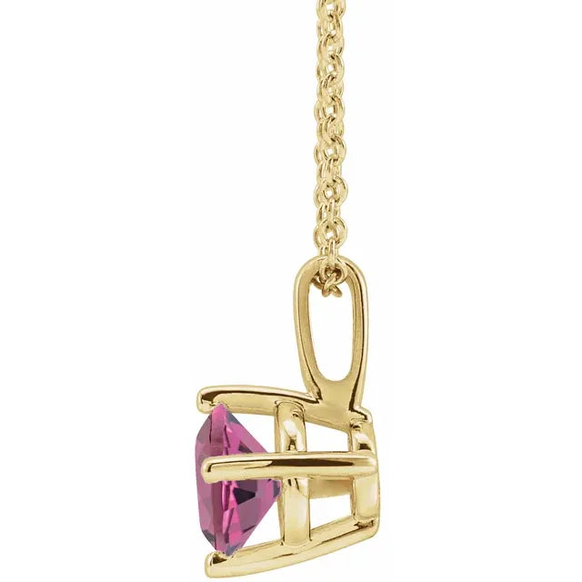 14K Gold Natural Pink Tourmaline Necklace