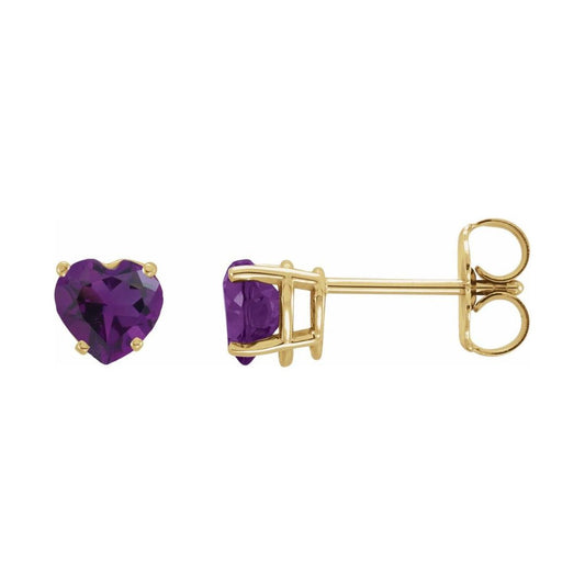 14K Gold Natural Amethyst Earrings