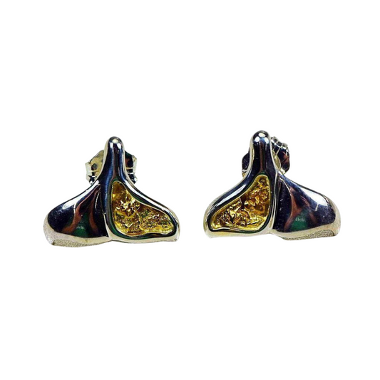 Gold Nugget Whales Tail Earrings