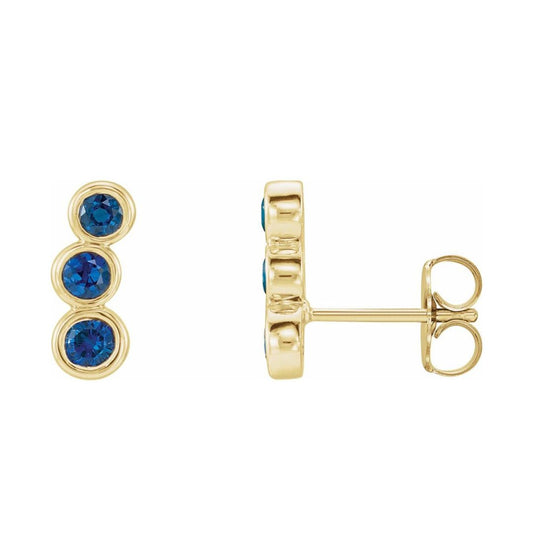 14K Gold Natural Blue Sapphire Earrings