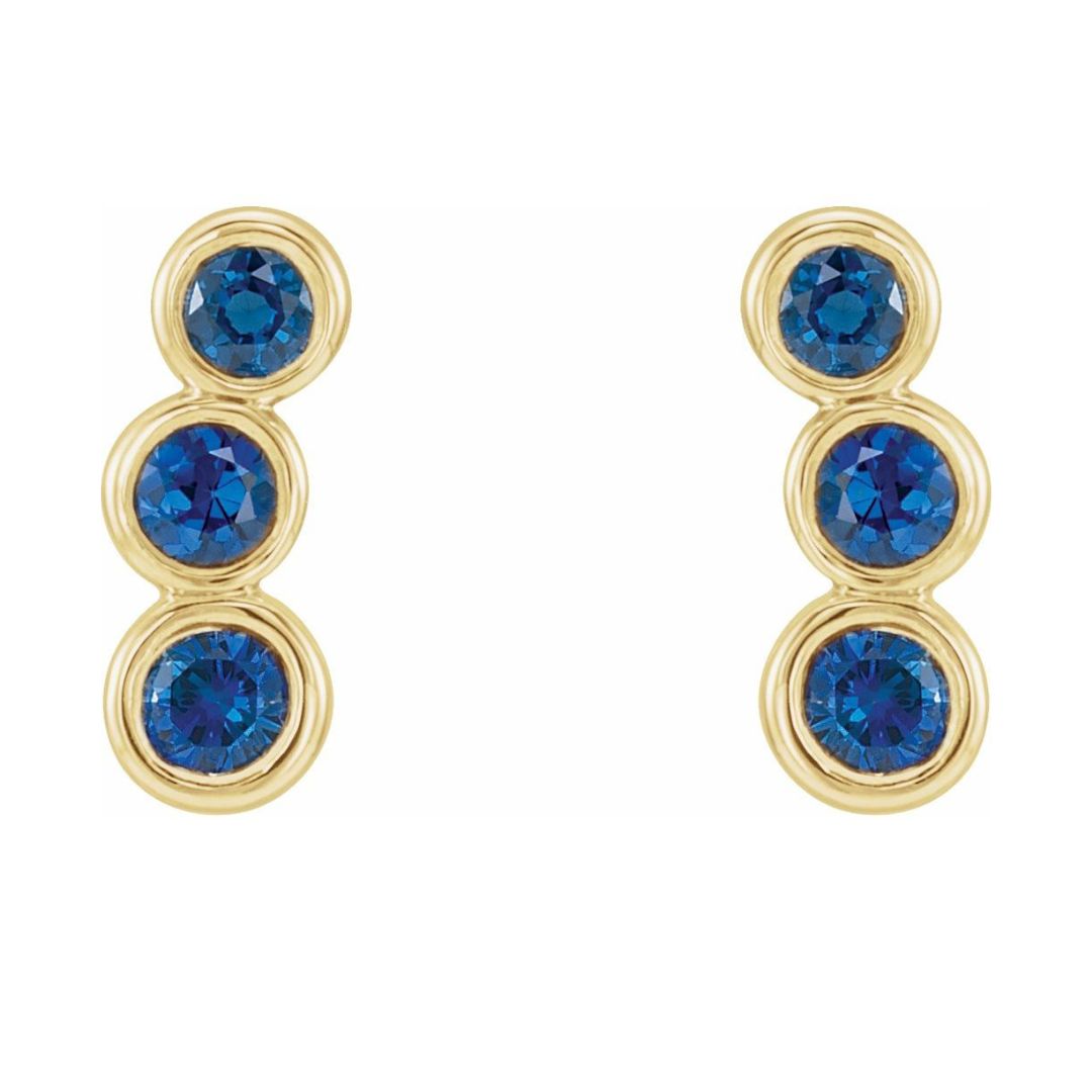 14K Gold Natural Blue Sapphire Earrings