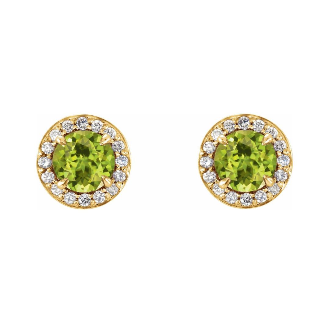 14K Gold Peridot & Diamond Earrings