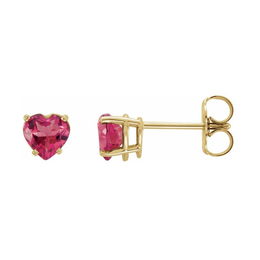 14K Gold Natural Pink Tourmaline Earrings