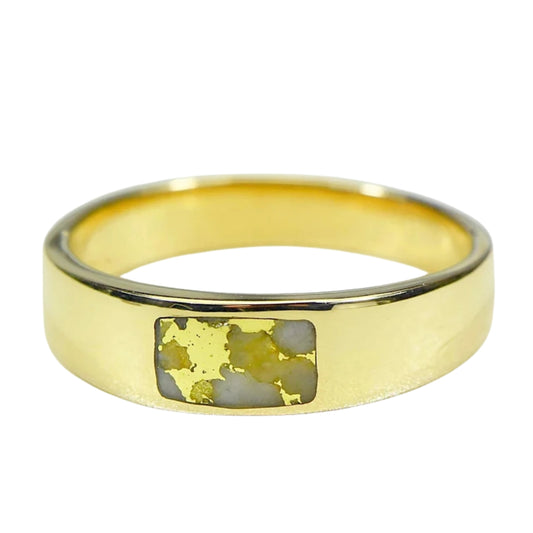 Gold Quartz Mens Ring