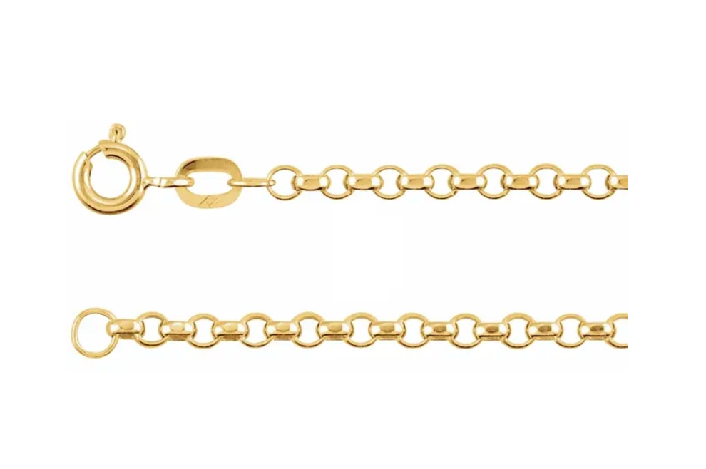 14K Yellow Gold 2.5 mm Hollow Diamond-Cut Rolo 20" Chain DEAL