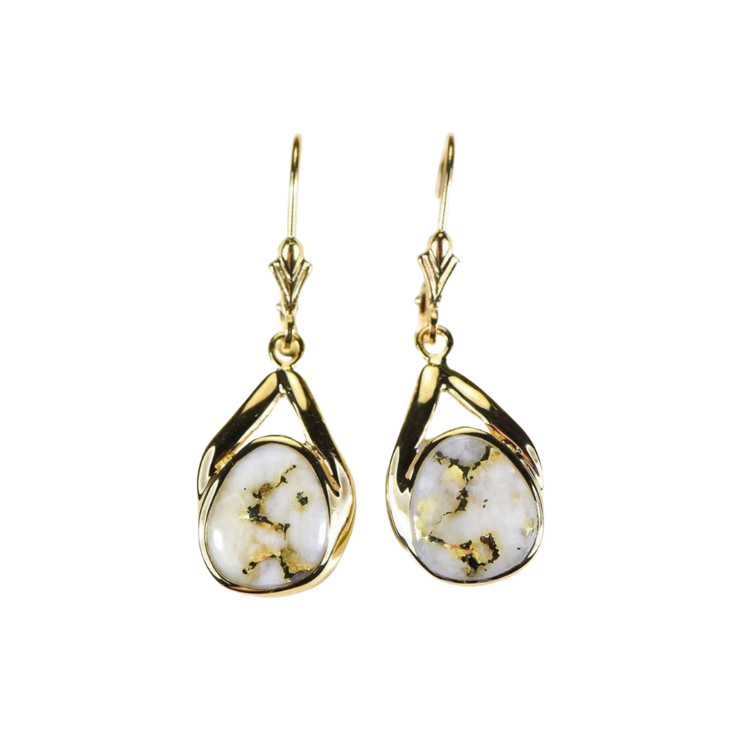 Gold Quartz Earrings Lever Backs