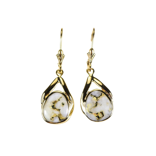 Gold Quartz Earrings Lever Backs