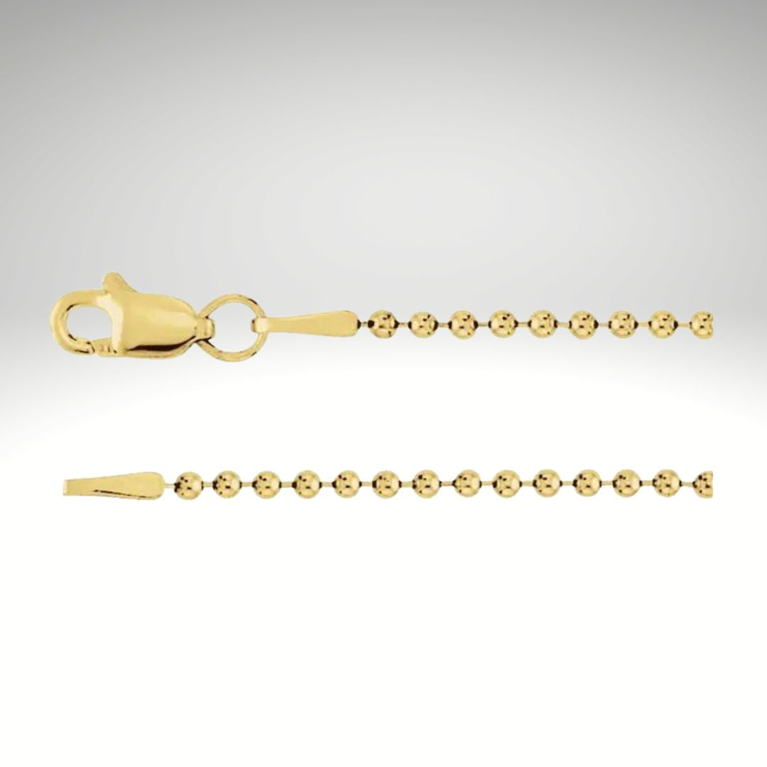 14K Yellow Gold Bead Chain 1.5 mm