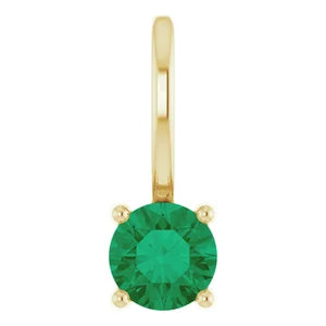 18K Gold Natural Emerald Charm
