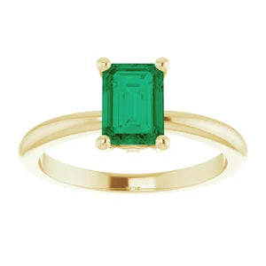 18K Gold Natural Emerald Ring