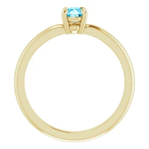 18K Gold Natural Aquamarine Pear Ring