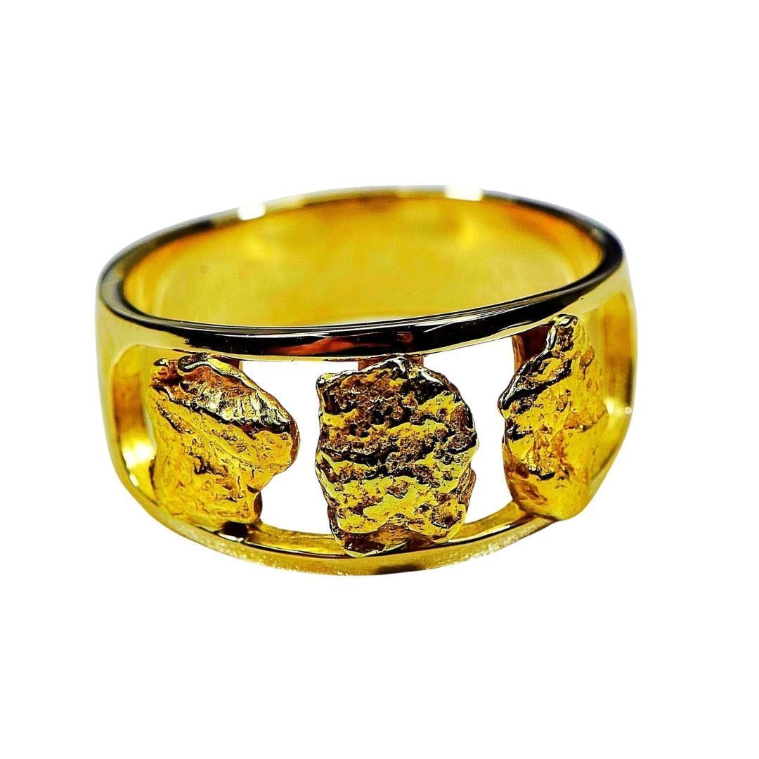 Gold Nugget Men's Ring - RM1087N/12MM-Destination Gold Detectors