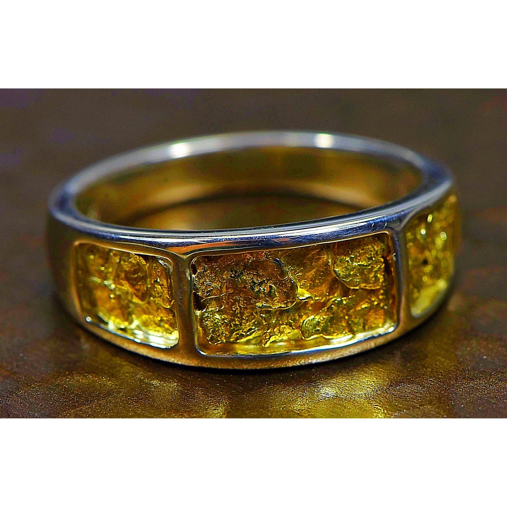 Gold Nugget Men's Ring - RM732NSS-Destination Gold Detectors