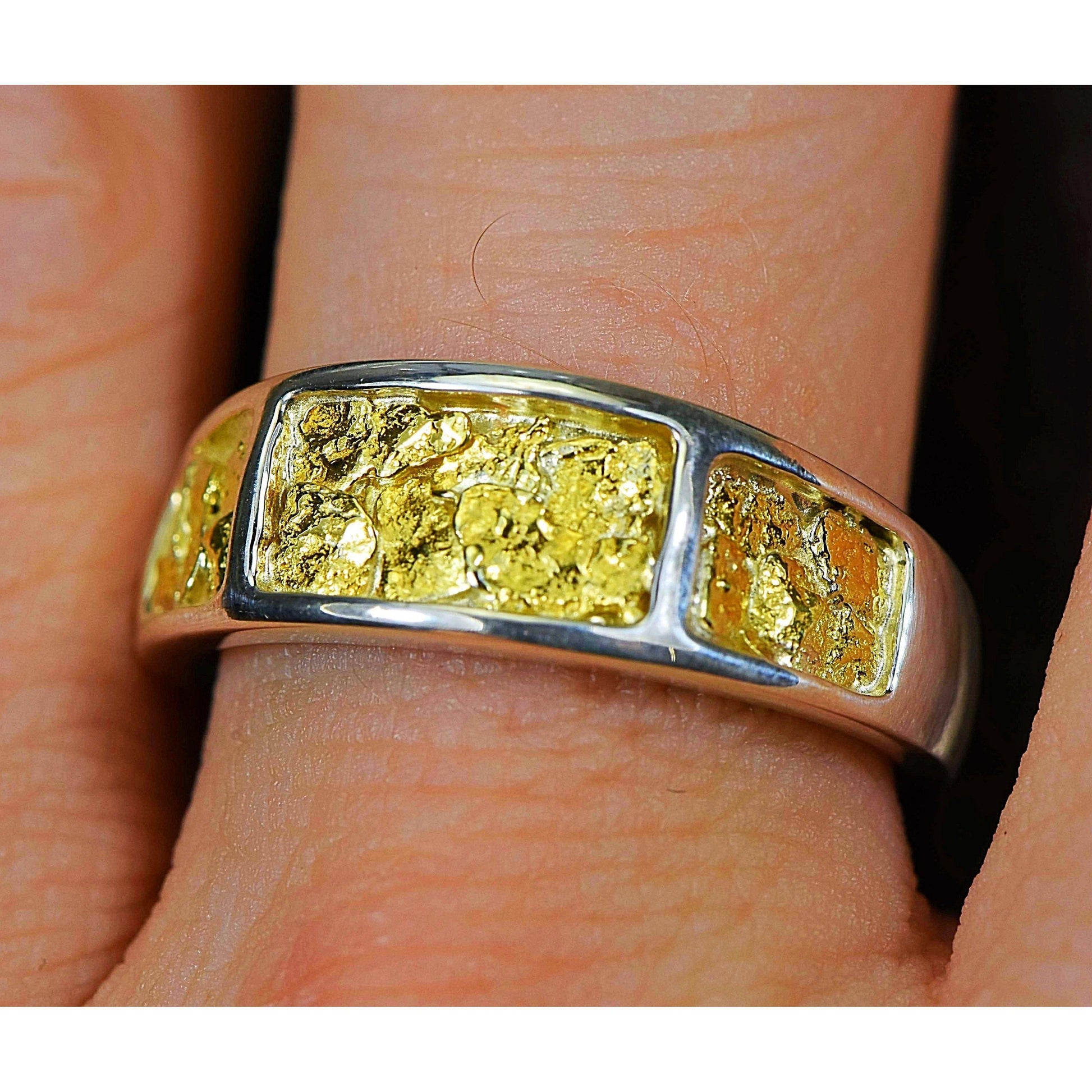 Gold Nugget Men's Ring - RM732NSS-Destination Gold Detectors