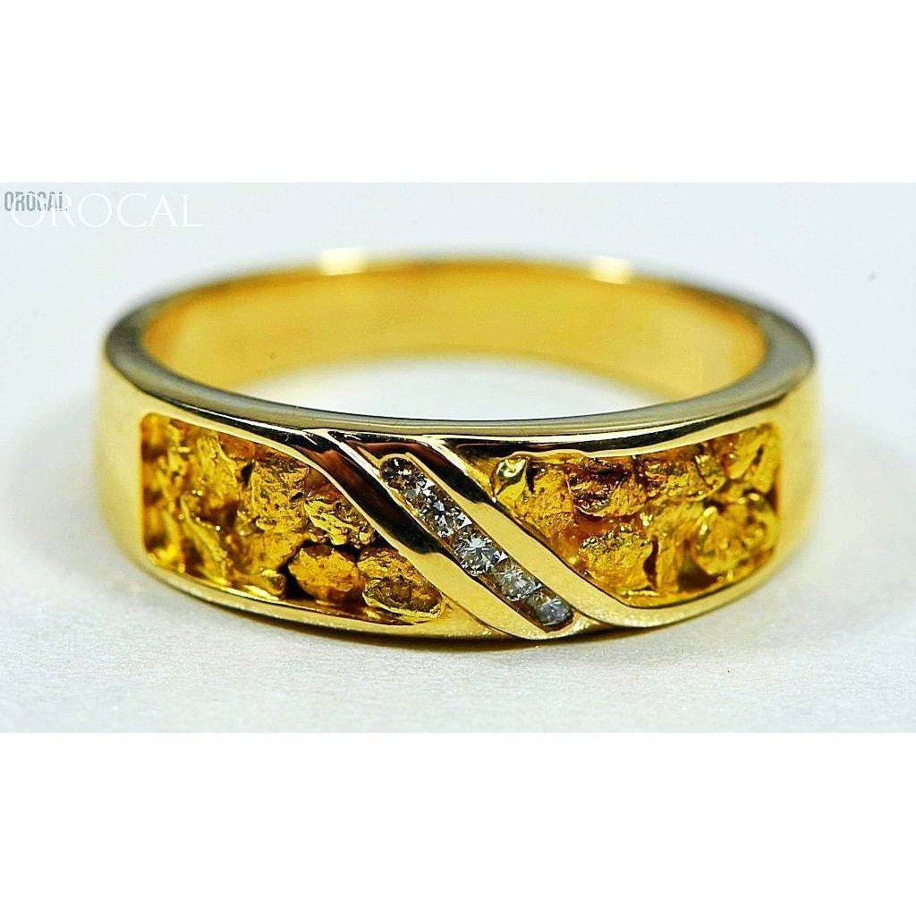 Gold Nugget Men's Ring with Diamond - RM610D10-Destination Gold Detectors