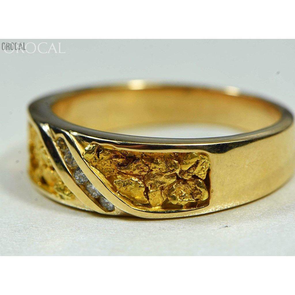 Gold Nugget Men's Ring with Diamond - RM610D10-Destination Gold Detectors