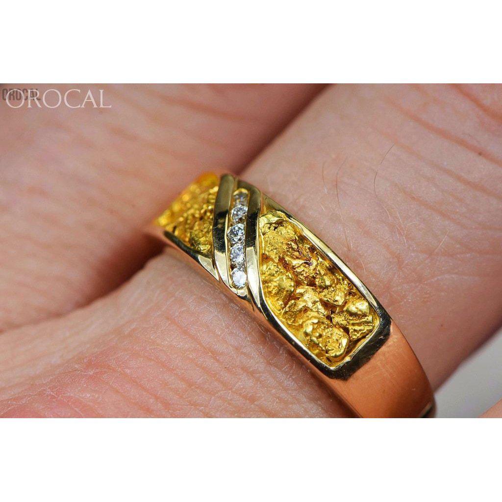 Gold Nugget Men's Ring with Diamond - RM610D10-Destination Gold Detectors