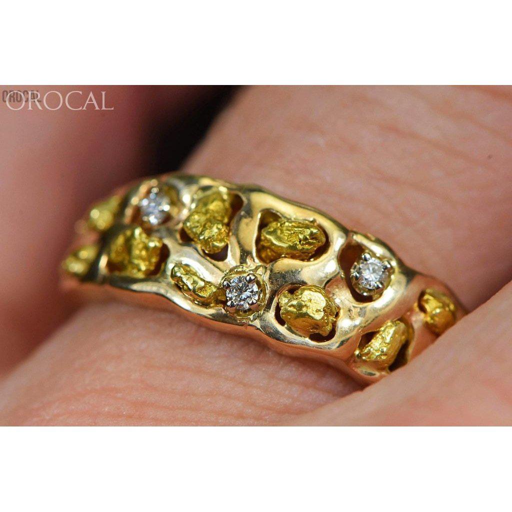 Gold Nugget Men's Ring with Diamonds - RM195D6-Destination Gold Detectors