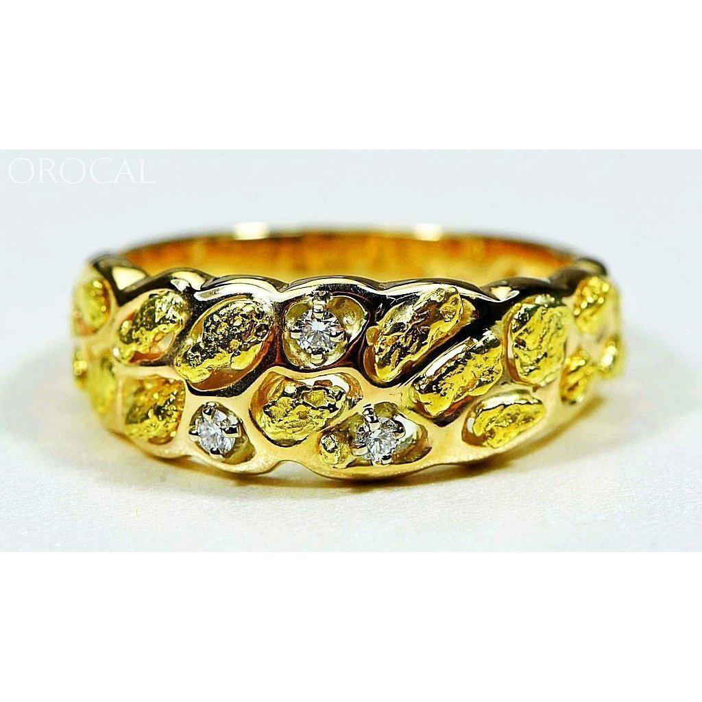 Gold Nugget Men's Ring with Diamonds - RM210D9-Destination Gold Detectors