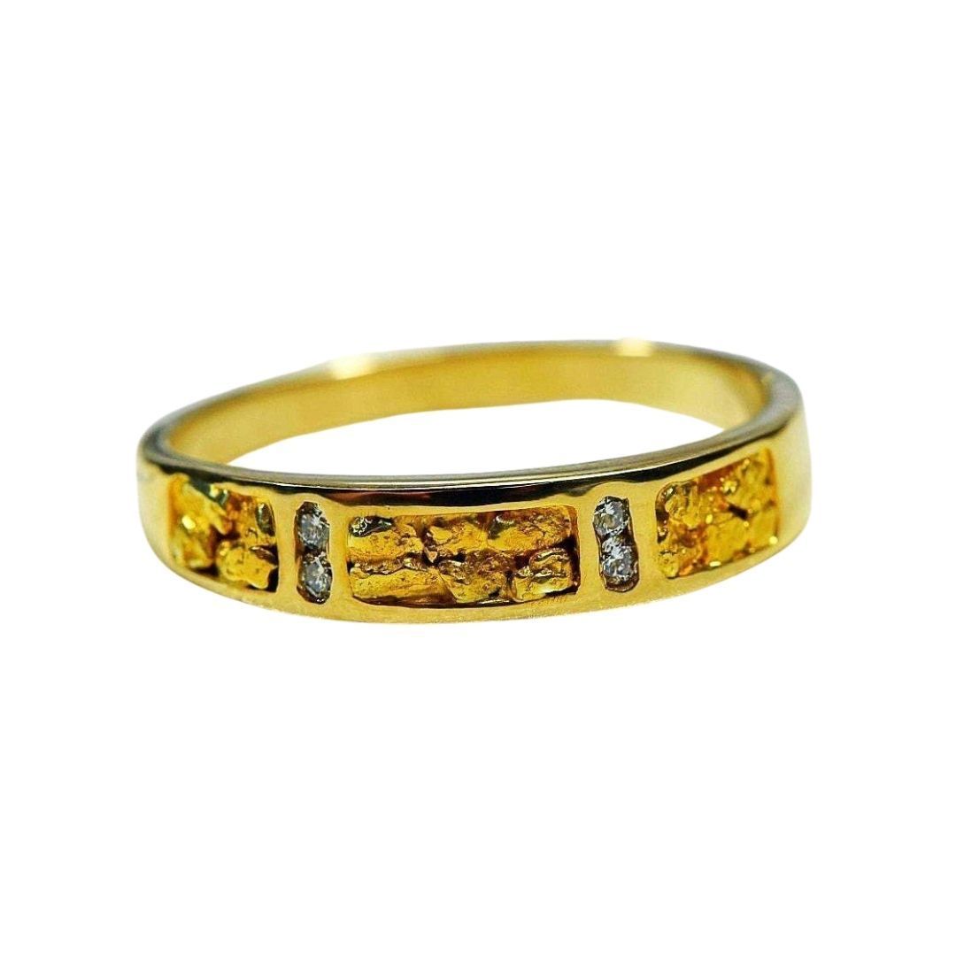 Gold Nugget Men's Ring with Diamonds - RM733D8N-Destination Gold Detectors