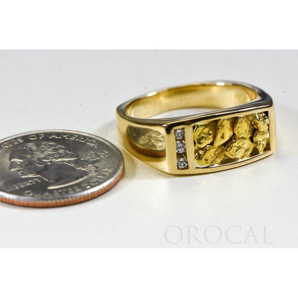 Gold Nugget Men's Ring with Diamonds - RM817D12N-Destination Gold Detectors