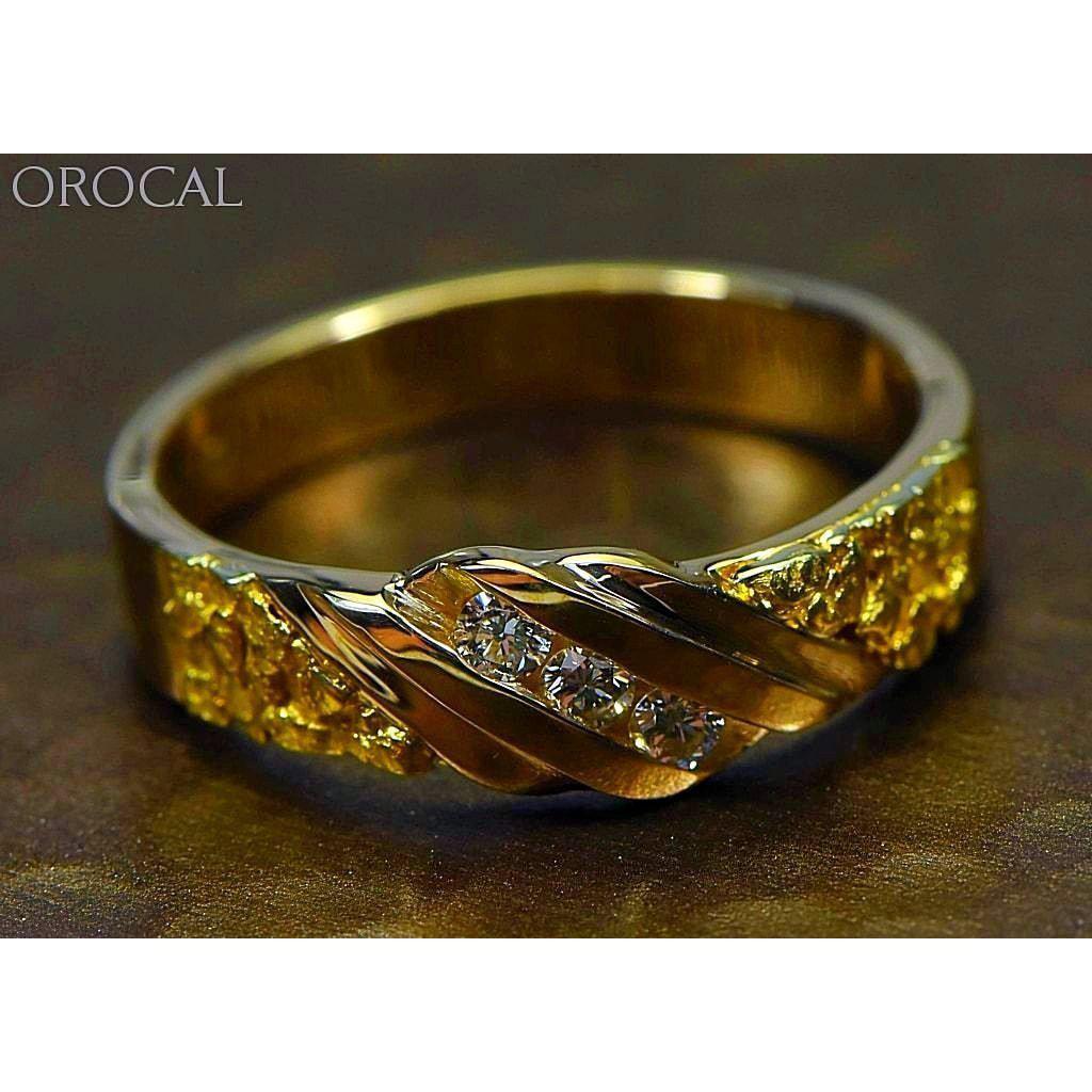 Gold Nugget Men's Ring with Diamonds - RMAJ036D-Destination Gold Detectors