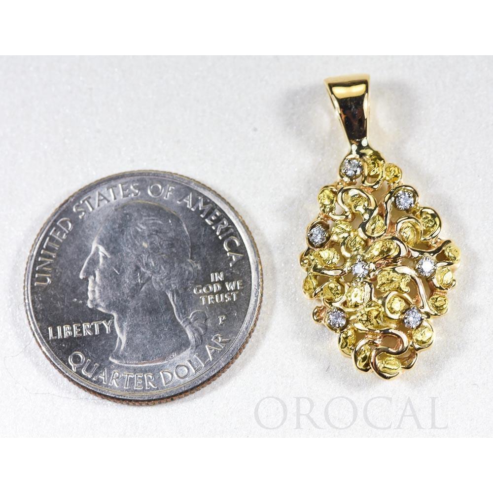 Gold Nugget Pendant with Diamond - PN239D14X-Destination Gold Detectors