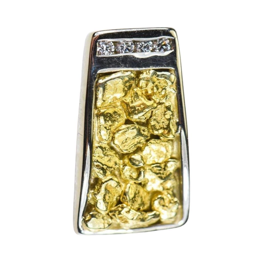 Gold Nugget Pendant with Diamond - PN892DNWX-Destination Gold Detectors