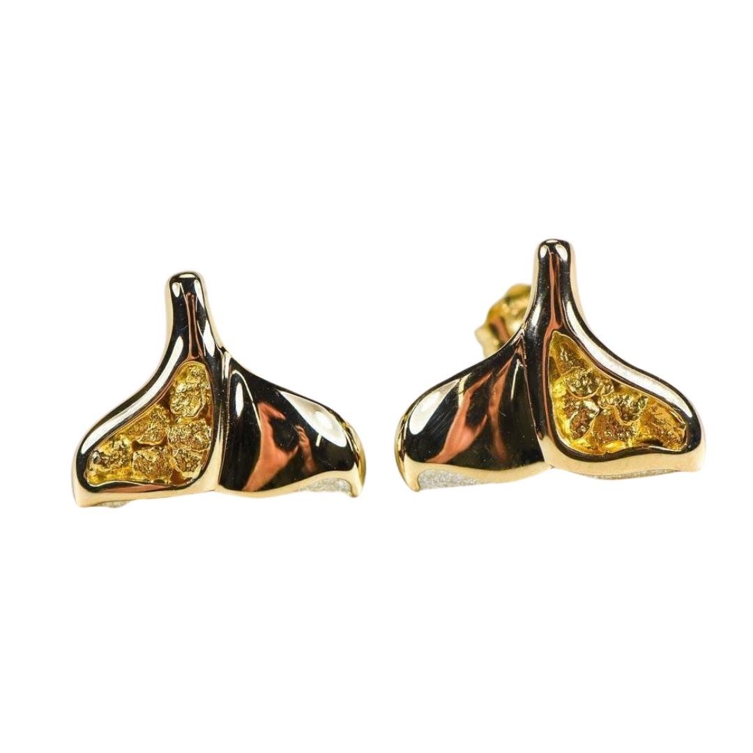 Gold Nugget Whale Tail Earrings - EDLWT12-Destination Gold Detectors