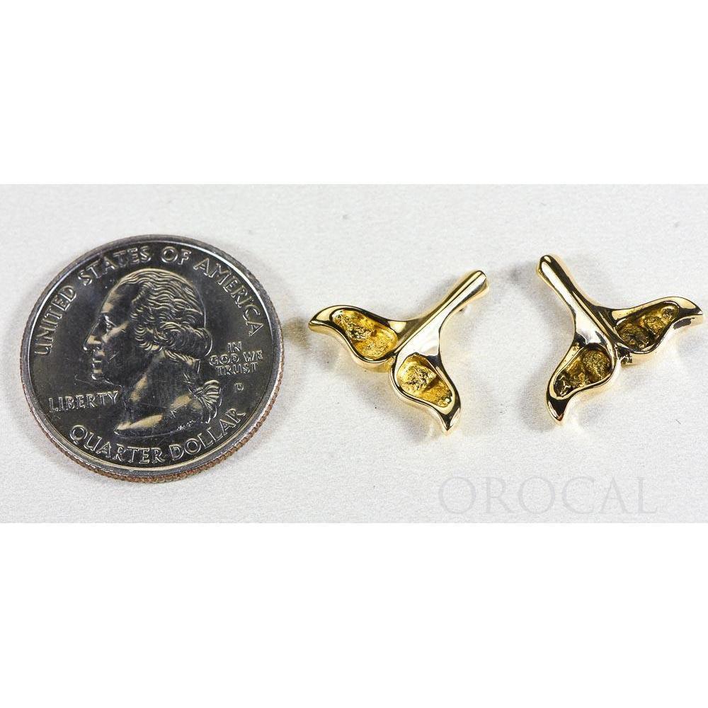 Gold Nugget Whale Tail Earrings - EDLWT8SOL-Destination Gold Detectors