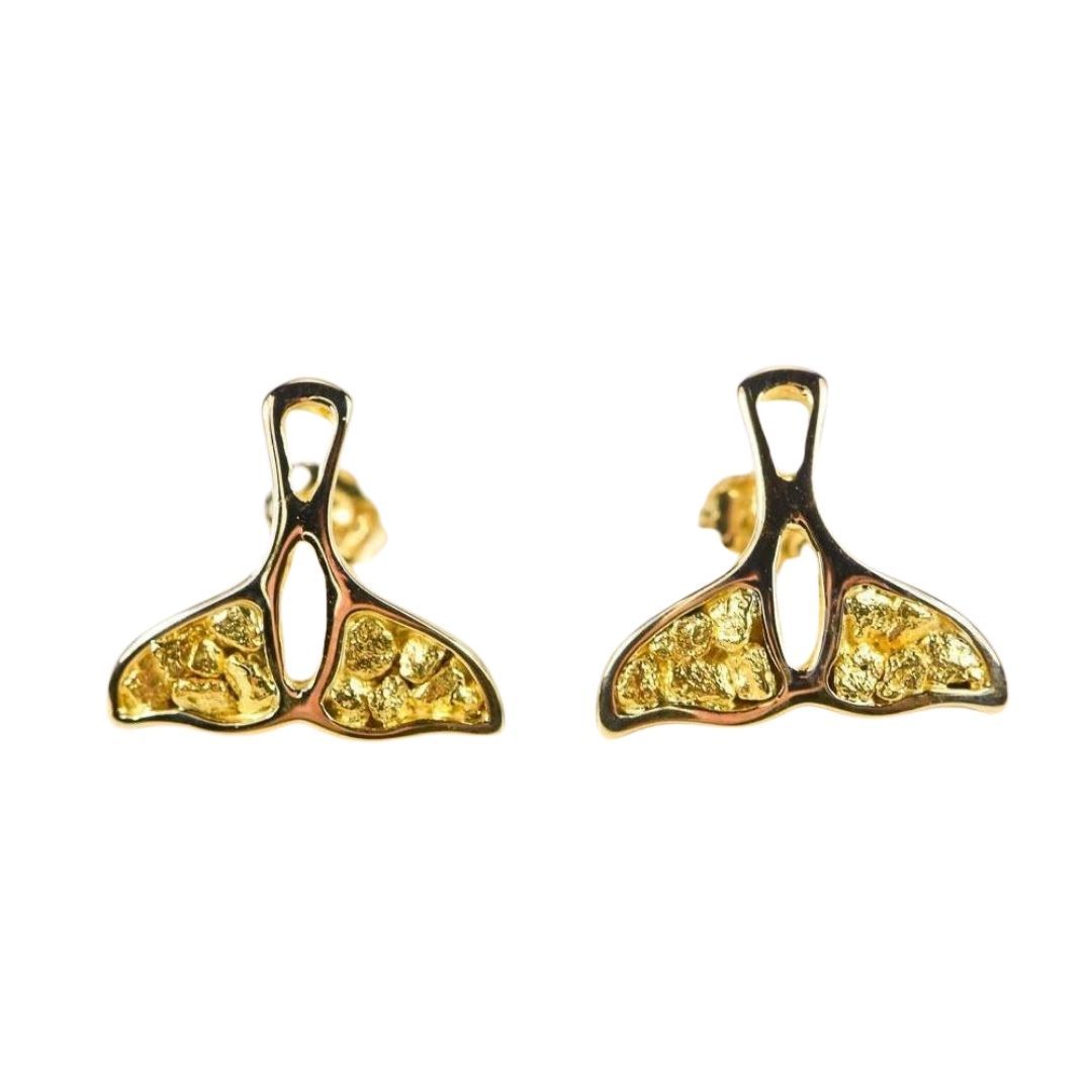 Gold Nugget Whale Tail Earrings - EWT22N-Destination Gold Detectors