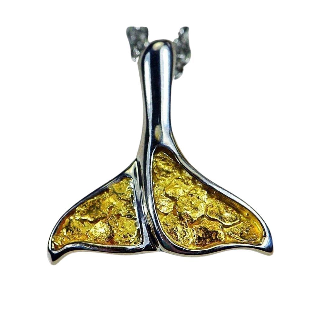 Gold Nugget Whale Tail Pendant - PDLWT113NSS-Destination Gold Detectors