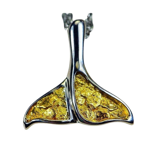 Gold Nugget Whale Tail Pendant - PDLWT113NSS-Destination Gold Detectors