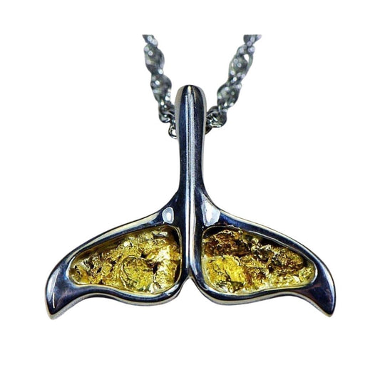 Gold Nugget Whale Tail Pendant - PDLWT8MNSSX-Destination Gold Detectors