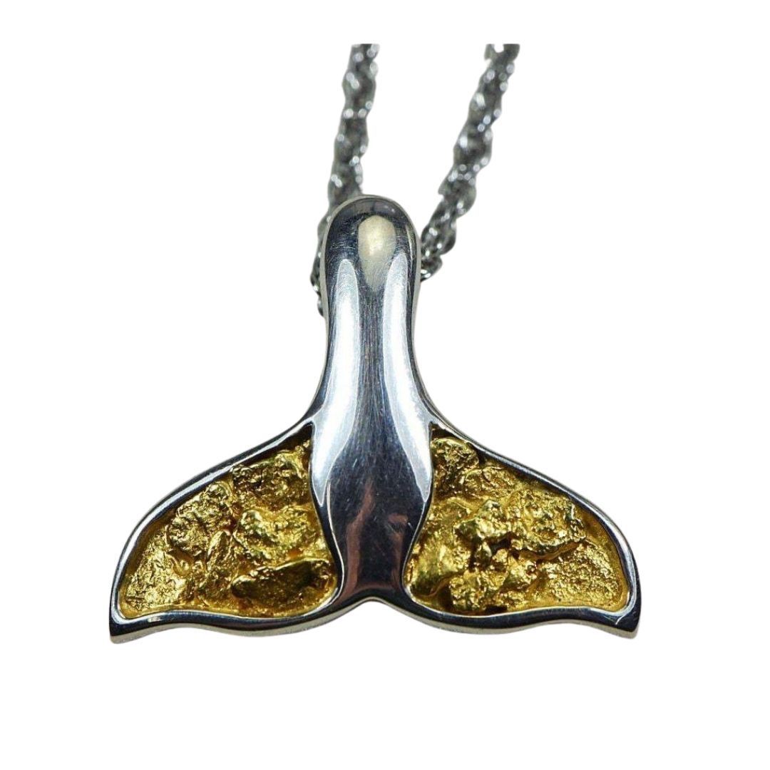 Gold Nugget Whale Tail Pendant - PWT34NSS-Destination Gold Detectors