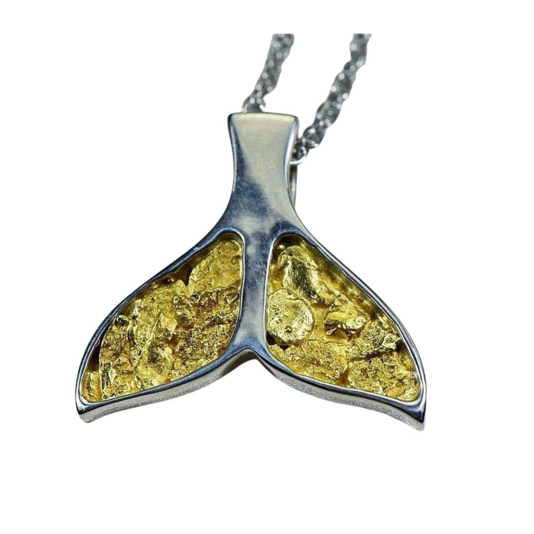 Gold Nugget Whale Tail Pendant -PWT35NSSX-Destination Gold Detectors