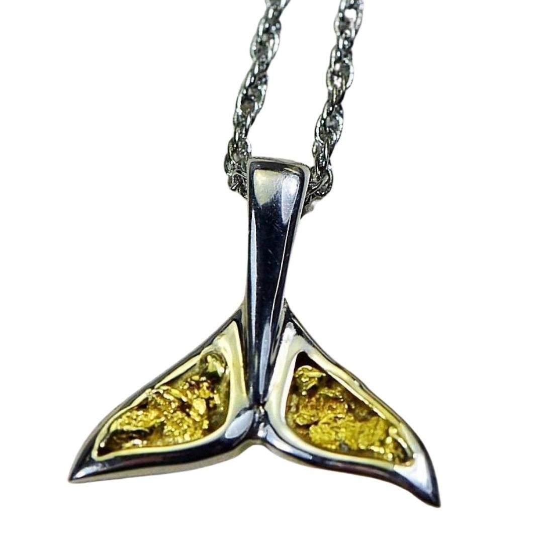 Gold Nugget Whale Tail Pendant - PWT44SNSS-Destination Gold Detectors