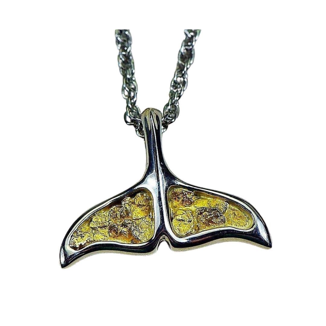 Gold Nugget Whales Tail Pendant - PAJWT301NSS-Destination Gold Detectors