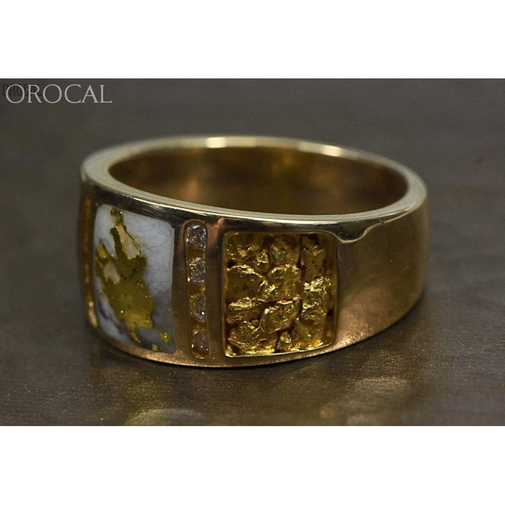 Gold Nugget/Quartz Men's Ring with Diamonds - RM732LDNQ-Destination Gold Detectors