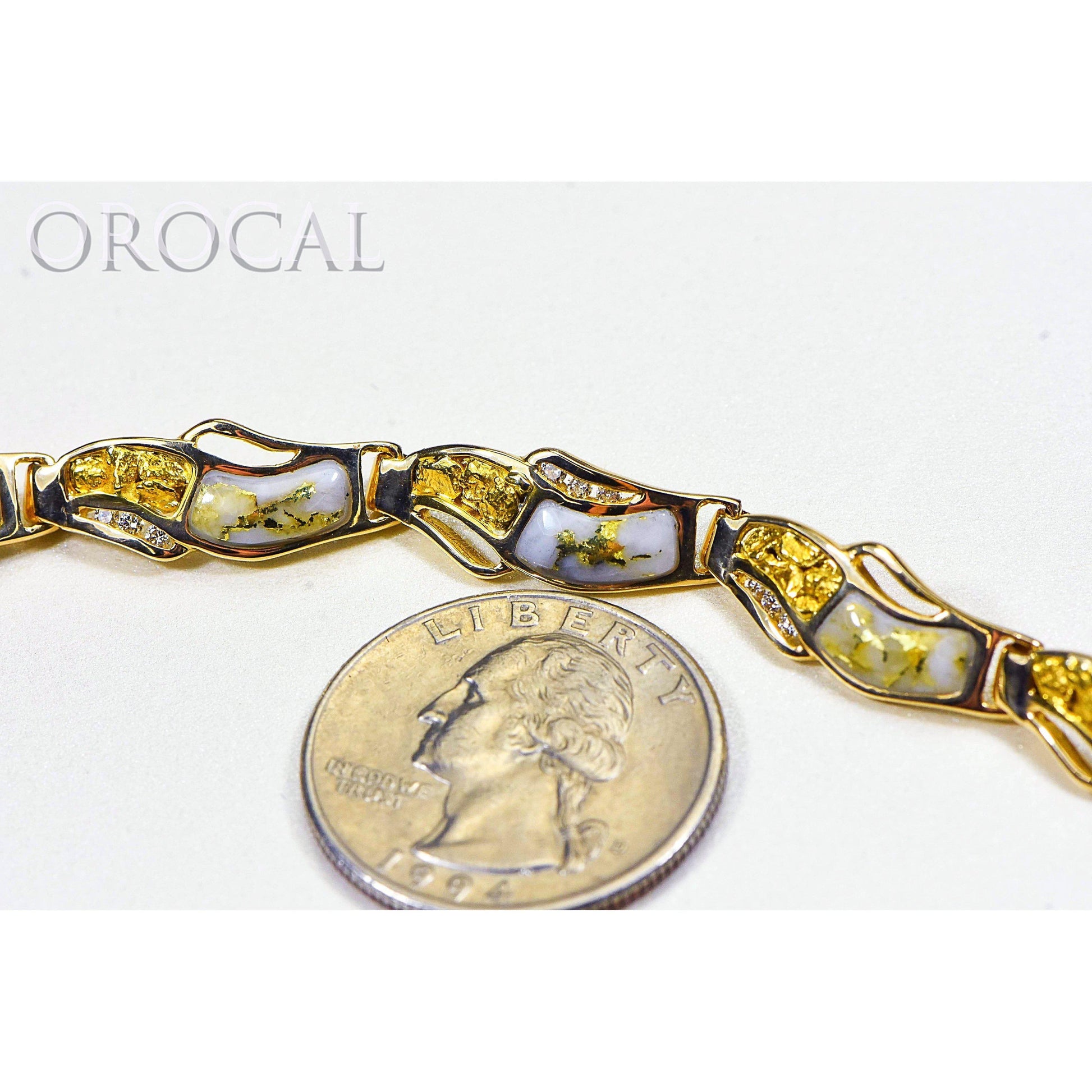 Gold Quartz Bracelet with Diamonds - BWB24D36NQ-Destination Gold Detectors