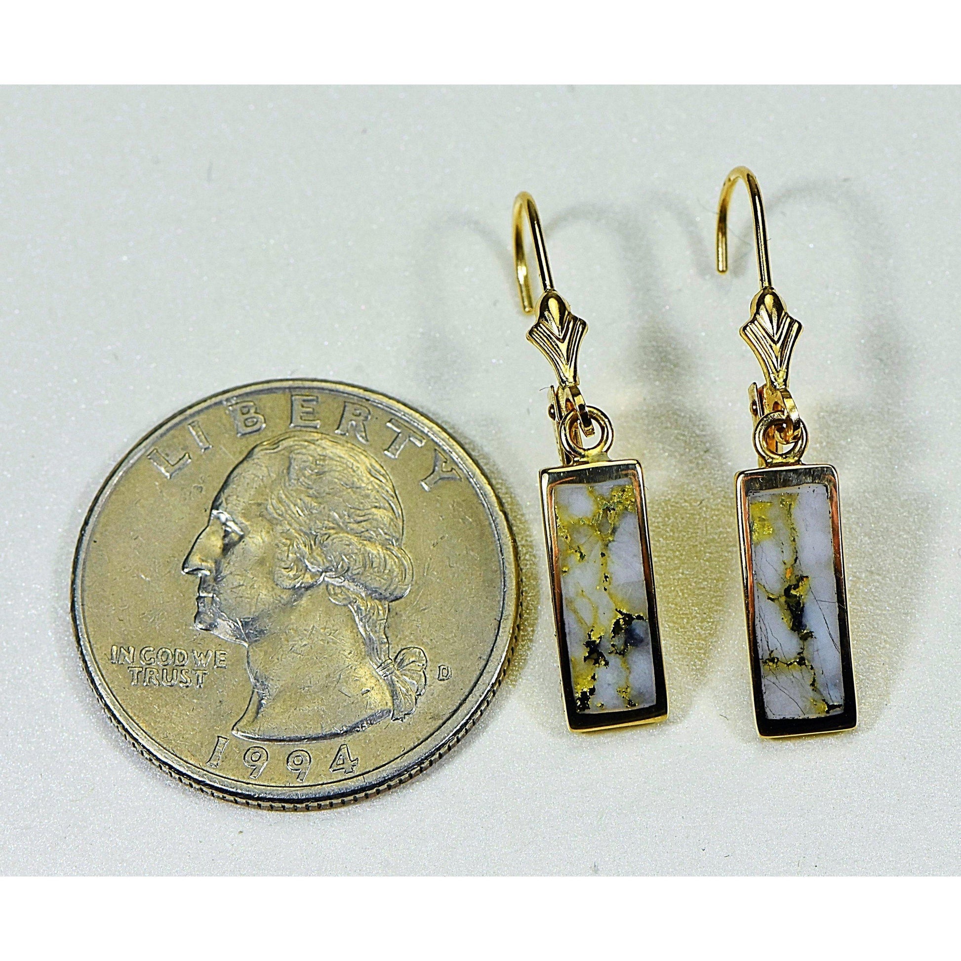 Gold Quartz Earrings Dangles - EB5.5MMQ/LB-Destination Gold Detectors