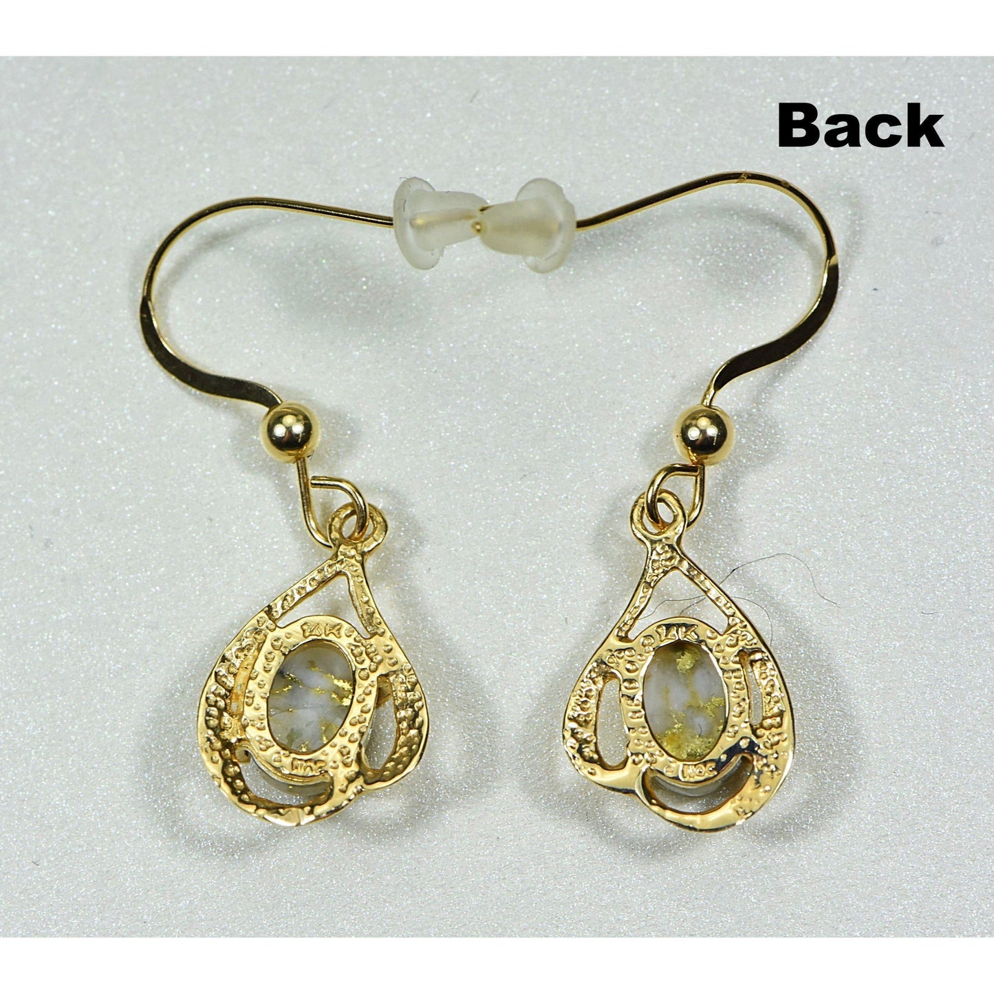 Gold Quartz Earrings Dangles - EN870SMQ/LB-Destination Gold Detectors